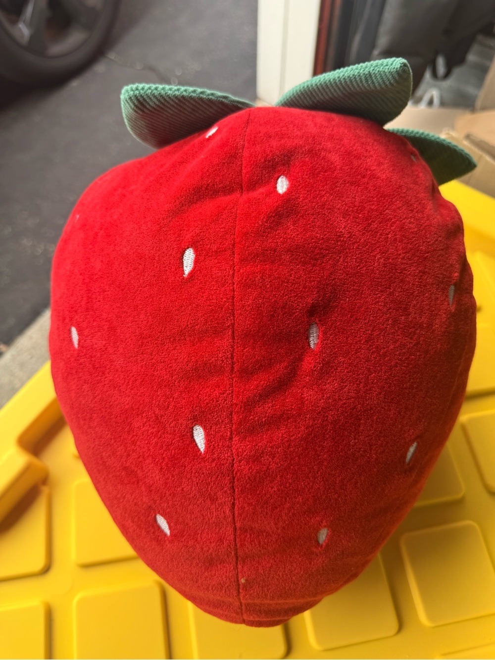 Plush Strawberry Stuffed Toy - Red with Green Leaves